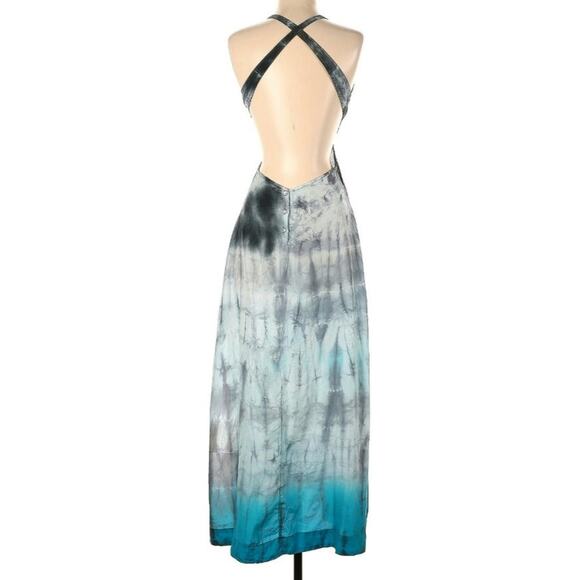 Free People 100% Silk Blue Grey Tie Dye Medium Dress - Picture 3 of 9